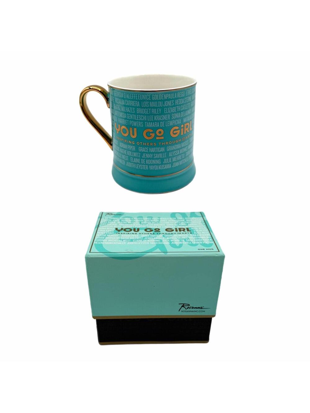 Vintage Rosanna “You Go Girl” Mint Green Ceramic Coffee Gift Mug – New in Box
